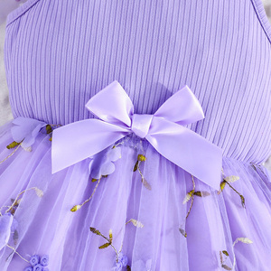 Exquisito Vestido Floral para Niñas de 3 a 8 Años, Verano, Elegante, con Decoración de Lazo, Sin Mangas, Hasta la Rodilla, Suministro ODM - Product Image 5