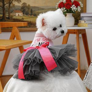 Pet Tulle Skirt For Dogs <b>Cats</b> Small Puppies Pink Gray Layered Dress With Bow Four Seasons Polyester <b>Clothes</b> - Product Image 2
