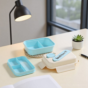 Lonchera Bento <span class=keywords><strong>de</strong></span> Doble Nivel y Gran Capacidad (1L) para Niños, a Prueba <span class=keywords><strong>de</strong></span> Fugas, Apta para Microondas, con Contenedores para la Escuela - Product Image 1
