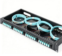 24-Port LC OM3 Panel Patch serat optik-1U Multimode ODF kotak Terminal untuk distribusi jaringan 10G