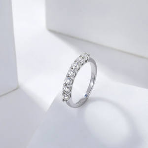 خواتم مويسانيتي 0.7 قيراط مخصصة للنساء مجوهرات راقية S925 للنساء وعد زفاف خواتم زواج كلاسيكية للفتيات فرقة أبدية - Product Image 5