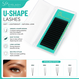 ขนตาปลอม SP EYELASH รูปทรงตัวยู แบบต่อขนตา <span class=keywords><strong>UYY</strong></span> U3D U4D U5D แบบพัดสำเร็จรูป  ความโค้ง C D  ขนมิงค์เทียม ทำมือ  ขายส่ง รับผลิตแบรนด์ส่วนตัว - Product Image 1