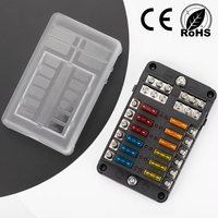 Boîtier de fusibles automobile 12V, panneau de fusibles à lame 12 circuits avec couvercle et indicateur LED, fabricant certifié CE Rohs pour bateau, camping-car, voiture, véhicule