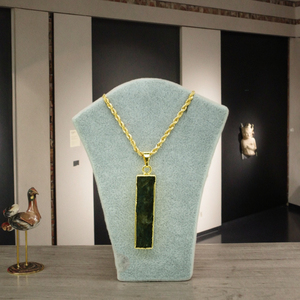 Dây Chuyền Xoắn Hình Chữ Nhật Mặt Dây Chuyền Đá Tự Nhiên Màu Đen Vòng Cổ Mạ Vàng 18K - Product Image 1