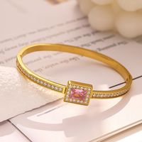 Mlluki Fashion Bracelets et Joncs en Acier Inoxydable Plaqué Or 18K avec Breloques Diamant et Bijoux en Zircon pour Femme
