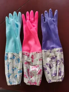 Usine chinoise vente en gros de gants en caoutchouc chaud cuisine ménage lavage de la vaisselle nettoyage gants en coton PVC