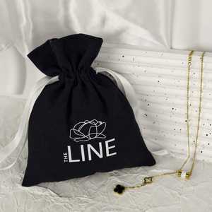 Pochette en coton anti-poussière à cordon de serrage, en suède recyclable, sérigraphiée avec logo personnalisé USM, de haute qualité, pour l'emballage - Product Image 1