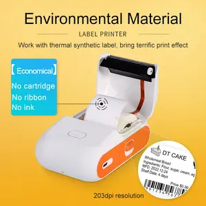 DETONGER 57mm Thermal Label Printer Portable Mini Label Maker No Ink Barcode Printing Machine