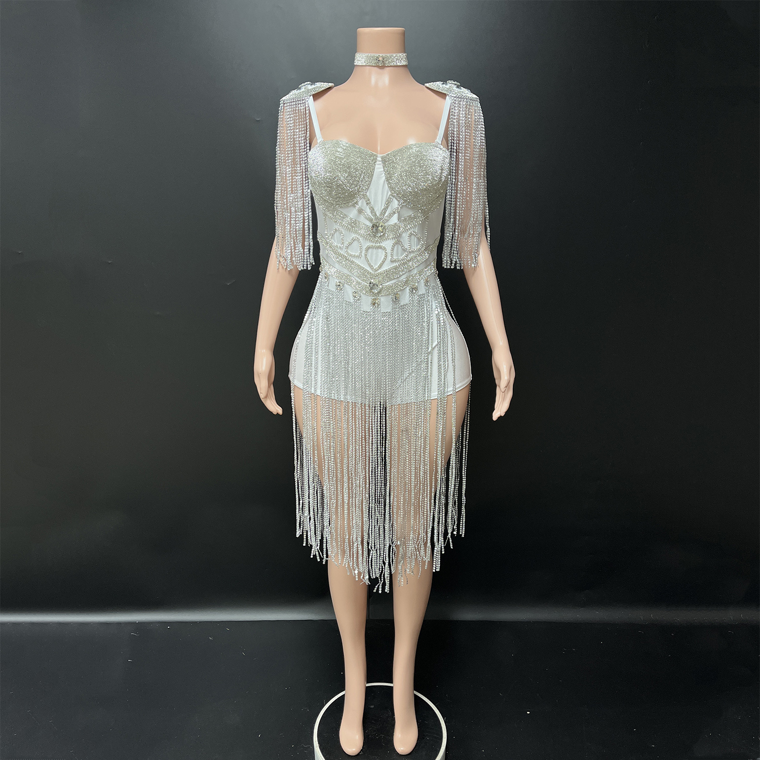 Chic Styles and Comfort in white and silver club dress for Trendy Women