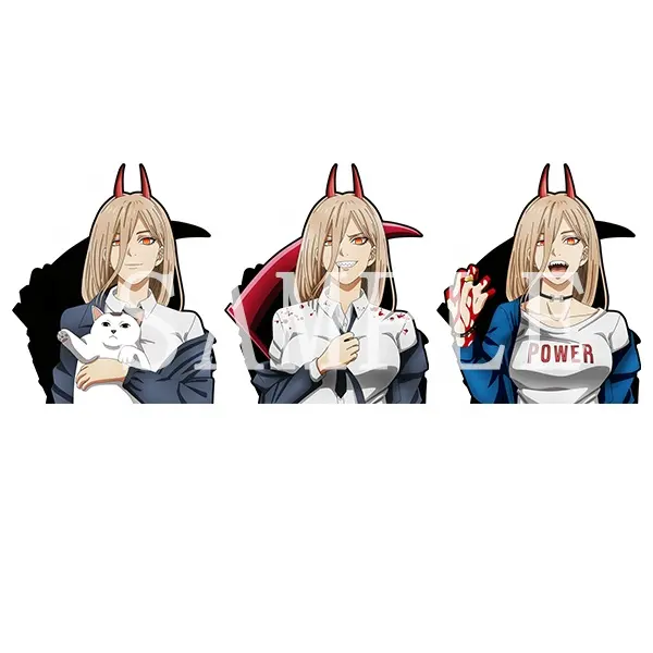 Popular Anime Chainsaw Man Anime Motion Sticker Waterproof Decals for Cars Sexy Cute Girl with Cat 3D Lenticular Stickers