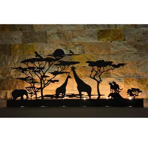 2021 nuovo Arrivo Hotel Decorativo Delicato Safari In Acciaio Nero Giraffa Animale del Metallo Supporto di Candela
