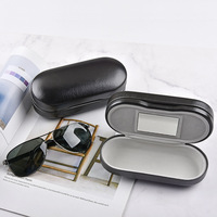 Étui à lunettes souple en cuir PU à double compartiment, 2 emplacements, miroir intégré, pour lunettes de soleil et de vue