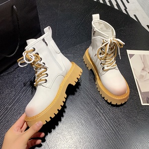 Bottines de <span class=keywords><strong>moto</strong></span> à plateforme épaisse pour femmes, <span class=keywords><strong>bottes</strong></span> d'hiver tendance à talons hauts, <span class=keywords><strong>compensées</strong></span>, imperméables, épaisses, pour les fêtes, usage décontracté - Product Image 2