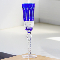 Edo Kiriko Verres à pied Gobelet en verre à vin rouge Flûtes à champagne en verre multicolores faites à la main 140ml pour fête, bar, mariage