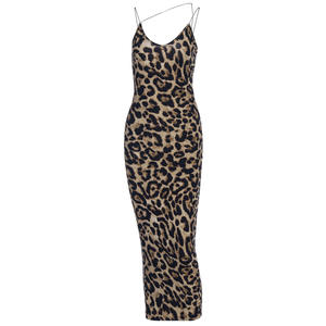 Custom Oem Casual Verão Mulheres Leopardo Snakeskin Impresso Spaghetti Strap Sexy Bodycon Midi Long Club Party <span class=keywords><strong>Dress</strong></span> - Product Image 4