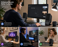 Haut-parleur de jeu actif 2.0 professionnel avec subwoofer puissant pour ordinateur portable/de bureau, accessoire audio USB filaire pour musique et basses
