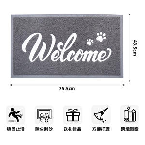 Alfombra de bienvenida con diseño de huellas de patas, rectangular, gris, antideslizante, para entrada interior del hogar, con diseño novedoso, fácil de limpiar - Product Image 5
