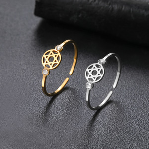 Bague ajustable Myshape Vintage Minimalisme Nœud de Sorcière Zircon Géométrie Sacrée en Acier Inoxydable pour Mariage Fiançailles Anniversaire - Product Image 4