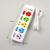 Regleta de alimentación universal industrial de latón con 10 tomas, logotipo personalizado al por mayor, colorida, con múltiples enchufes, 2 USB-A y 1 USB-C