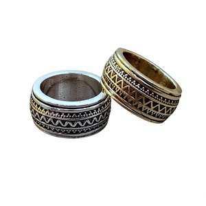 Anillo giratorio de latón hecho a mano de la mejor calidad, juego de anillos de diseño intercambiables chapados en plata, venta al por mayor - Product Image 2