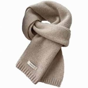 Bufanda de Lana de Color Sólido Otoño Invierno con Logotipo Personalizado, Bufanda Cálida de Punto Suave Unisex, Bufanda de Lana Australiana para Parejas - Product Image 1
