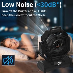 Ventilateur de camping électrique F6 12 pouces 40000 mAh avec batterie USB, moteur sans balais, faible bruit, oscillation automatique pour extérieur, camping-car et maison - Product Image 5