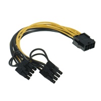 Holly Kabel Daya Komputer Berkualitas Tinggi 8-Pin Female Dual PCI-E (6+2) Male Tembaga Murni PVC 24V 18AWG 20cm Hitam/Kuning Pitch 4.2mm