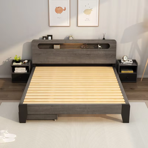 Nordic SolidWood <b>Platform</b> <b>Bed</b> <b>Double</b> King Size Multi Functional for Bedroom Hotel Guesthouse Apartment Home Furniture Wood Ash S - Product Image 3