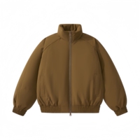 Manteau matelassé oversize marron à col montant pour homme, veste d'hiver chaude et ample avec poches obliques