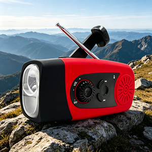 Radio de Emergencia AM/FM Recargable con Manivela y Energía Solar, Luz LED con <span class=keywords><strong>Zoom</strong></span>, Portátil, de Plástico, para Prevención de Desastres - Product Image 1