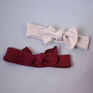 Diademas de algodón con lazo para mujer, diademas elásticas de estilo dulce en rojo, rosa, amarillo, burdeos y beige - Product Image 3