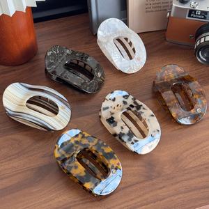 Pince à cheveux plate en acétate haut de gamme <span class=keywords><strong>style</strong></span> rétro français pour <span class=keywords><strong>coiffure</strong></span> arrière, grande pince bec de canard, accessoire pour chignon - Product Image 1