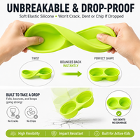 Boîte à lunch en silicone compartimentée avec couvercle hermétique, de qualité alimentaire, sans danger, non toxique, écologique