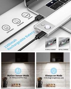 Luces LED para Debajo del Gabinete, con Sensor de Movimiento, Recargables por USB, 4500mAh, para Interiores, Armarios, 600MM 400MM - Product Image 6