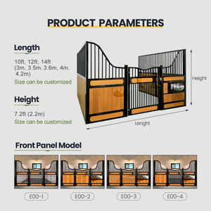 קל להתקנה, תא סוסים איכותי ביותר, מילוי עץ במבוק, מאוורר היטב, פאנל קדמי לתא סוסים מעץ במבוק - Product Image 2