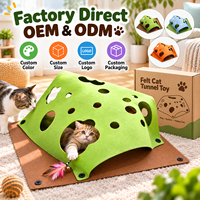 Tunnel pour chat en feutre PET, abri interactif, tente de jeu pliable, grotte pour chat d'intérieur, couleur et taille personnalisées OEM