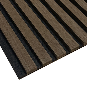 Pannelli Acustici Scanalati in Legno di Noce, Pannelli Fonoassorbenti a Doghe per Studi Professionali - Product Image 1