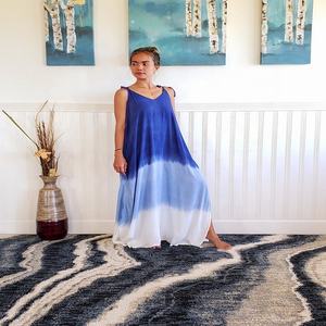 Robe ample longue pour femmes, tenue élégante, coupe ample, longueur au sol, Style Boho, Maxi dégradé, avec poches, ficelle d'épaule réglable - Product Image 1