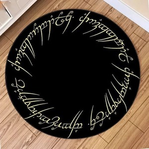 Tappeto Rotondo Tema Il Signore degli Anelli, Tappetino Antiscivolo Morbido con Scritta <span class=keywords><strong>di</strong></span> Mordor e <span class=keywords><strong>Terra</strong></span> <span class=keywords><strong>di</strong></span> <span class=keywords><strong>Mezzo</strong></span> per Sala Cinema, Soggiorno, Arredamento Casa - Product Image 1