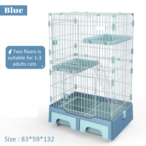 Vente en gros : Grande cage pour animaux domestiques en fil d'acier inoxydable, 3 niveaux, avec roues universelles amovibles, bac à litière et rangement - Product Image 2