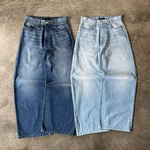Jean baggy pour homme, taille haute, coupe ample et oversize, en denim délavé à l'acide, style vintage et déchiré, de créateur, personnalisé par le fabricant - Product Image 1