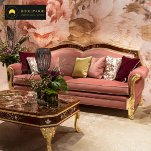 Meubles de salon haut de gamme coquille de mer rococo français <span class=keywords><strong>canapé</strong></span> de style rococo rose et or de luxe antique pour fille femmes dame - Product Image 1