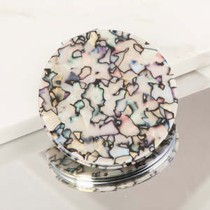 Retro Tortoise Shell Cellulose Acetate <b>Compact</b> <b>Mirror</b> Round Dual Sided HD Glass Folding Pocket Makeup <b>Mirror</b> Wholesale Custom - Product Image 3