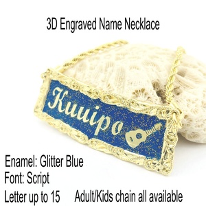 Collar con Nombre Grabado en 3D, Placa con Nombre Personalizada, Cadena <span class=keywords><strong>de</strong></span> Cuerda <span class=keywords><strong>para</strong></span> Mujeres, Niñas, Niños, Estilo Hawaiano Samoano, Joyería <span class=keywords><strong>de</strong></span> Alta Calidad <span class=keywords><strong>de</strong></span> 18K y 14K - Product Image 2