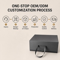 Große Magnetische Faltbare Geschenkbox Mattschwarz Premium Starre Kartonverpackung Papierbox mit Bandgriff für Schmuck Geschenke Luxus