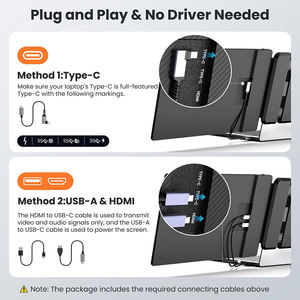 Extensor de pantalla de portátil <span class=keywords><strong>DF</strong></span> Extensor de monitor de portátil de 14 "Pantalla portátil para computadora portátil de 13-17,3" con uso de USB-C para Windows Mac - Product Image 6