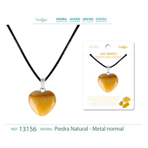 จี้หัวใจหินหยกสีเหลืองทันสมัยพร้อมโซ่ทองเหลืองที่ประกอบด้วยโอปอลควอทซ์บุษราคัมเพชรเทอร์ควอยซ์สำหรับเป็นของขวัญ - Product Image 1