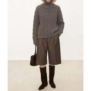 Nuovo <span class=keywords><strong>Maglione</strong></span> Oversize da <span class=keywords><strong>Donna</strong></span> Autunno 2026, Collo a Trombetta, Lavorazione a <span class=keywords><strong>Trecce</strong></span> Grossa, Bottoni Intrecciati, Caldo e Confortevole, Colore Bordeaux - Product Image 4