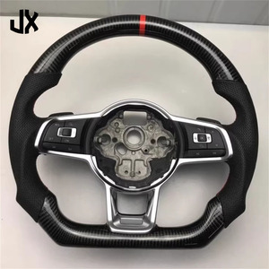 <span class=keywords><strong>Volante</strong></span> <span class=keywords><strong>deportivo</strong></span> de cuero de fibra de carbono para modelos Volkswagen <span class=keywords><strong>VW</strong></span> Golf 7,5 GTI GTD R-Line Golf 7 MK7 CC POLO Passat SCIROCCO - Product Image 1