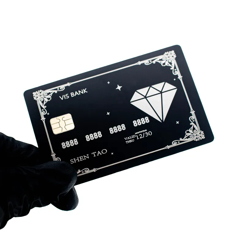 Laser Print Custom Logo Roestvrij Staal Kaart Blanco Chip Slot Magnetische Strip Metalen Bank Creditcard